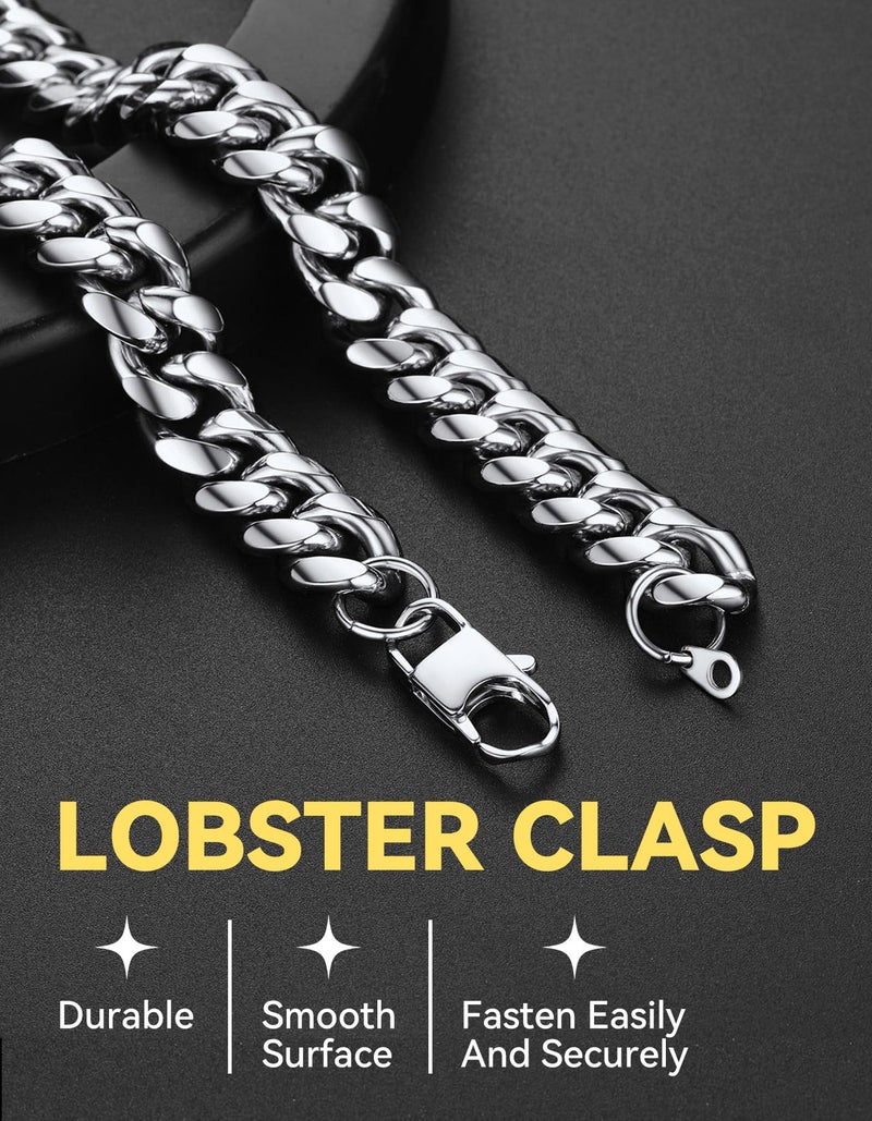 ChainsHouse Stainless Steel Mens Necklace Large Heavy 14mm 18inches Cuban Chain Link Necklace Rapper Jewelry - Image 4
